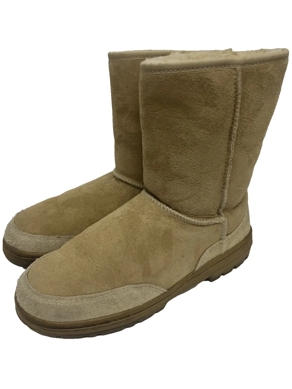 UGG Australia Mens Ultra Short Beige Mid Calf Boots US 9M Lambskin 5220 Pull On